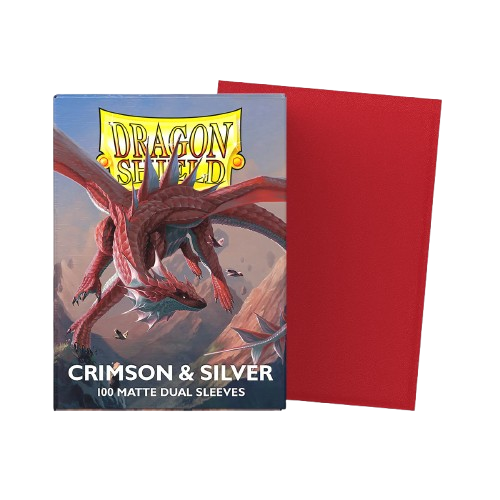 100 Micas Dragon Shield Crimson & Silver - Matte Dual Sleeves - Standard Size