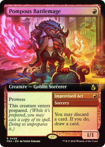 Pompous Battlemage // Improvised Act (Extended Art) Foil