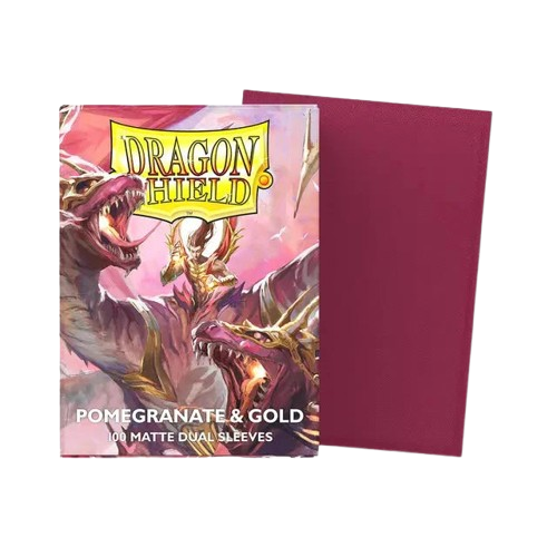 100 Micas Dragon Shield Pomegranate & Gold - Matte Dual Sleeves - Standard Size