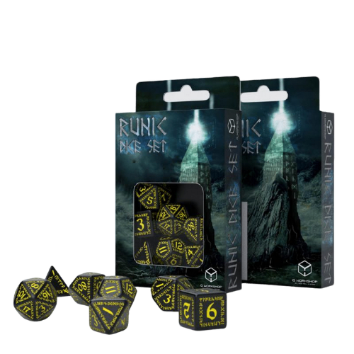 Q Workshop: Runic - Negro/Amarillo Juego de dados