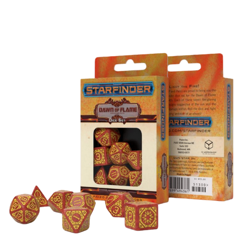 Q Workshop: Starfinder Dawn of Flame Juego de Dados
