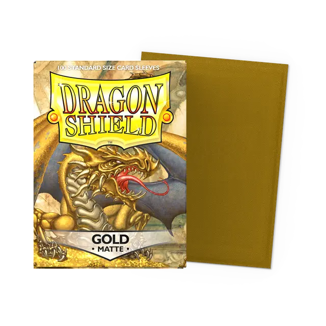 100 Micas Dragon Shield Gold - Matte Sleeves - Standard Size