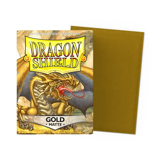 100 Micas Dragon Shield Gold - Matte Sleeves - Standard Size