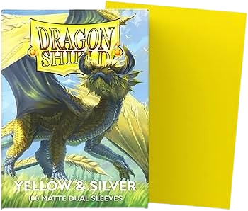 100 Micas Dragon Shield Yellow & Silver - Matte Dual Sleeves - Standard Size