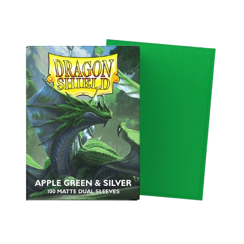 100 Micas Dragon Apple green & Silver - Matte Dual Sleeves - Standard Size