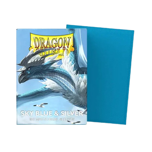 100 Micas Dragon Shield Sky Blue & Silver - Matte Dual Sleeves - Standard Size
