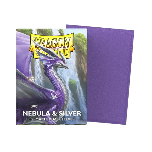 100 Micas Dragon Shield Nebula & Silver - Matte Dual Sleeves - Standard Size